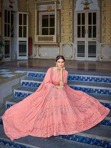 Charismatic Pink Sequins Embroidered georgette Lehenga Choli
